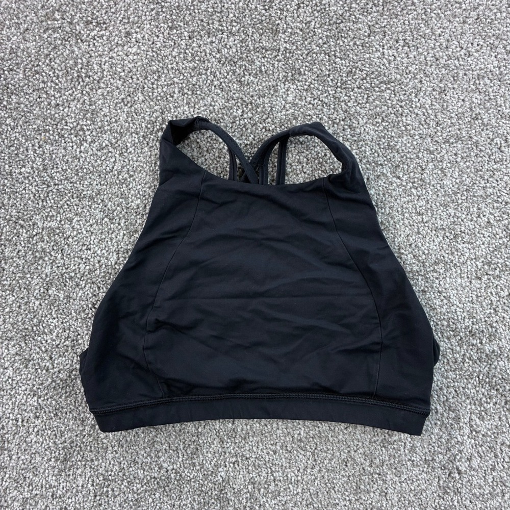 Lululemon Free To Be Serene Bra Women's 6 Black Strappy High Neck LW2ARLS